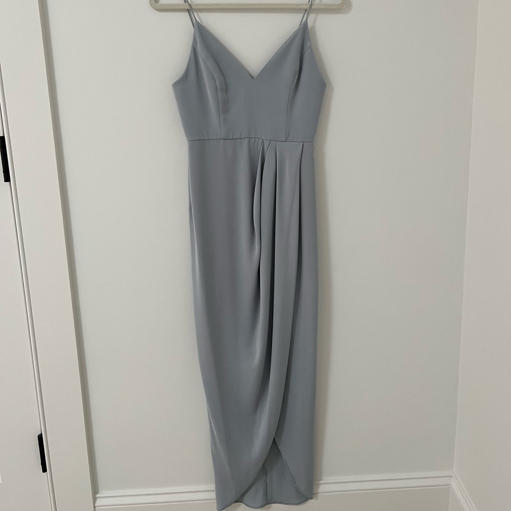 Shona Joy Powder Blue Cocktail Draped Dress